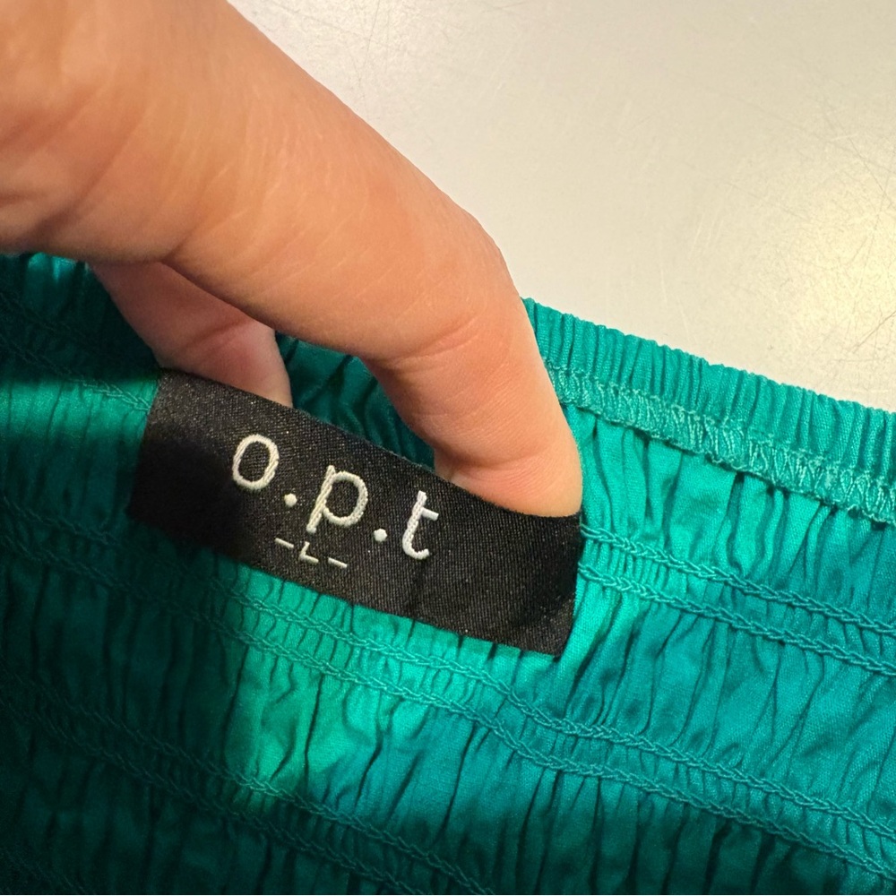 Tuckernuck‎ || O.P.T. Tuscany Smocked Ruffle Midi Dress Green Large - Picture 6 of 9